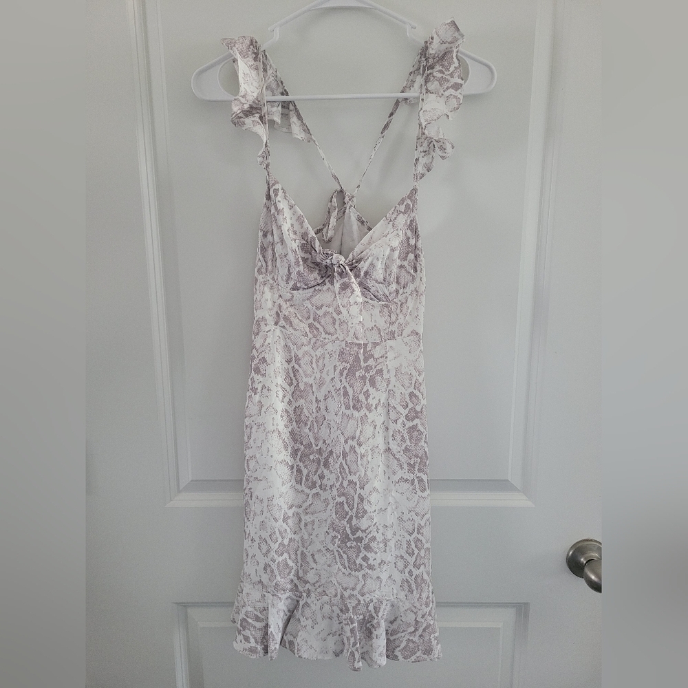 Olivaceous Snake Print Dress in Gray and White